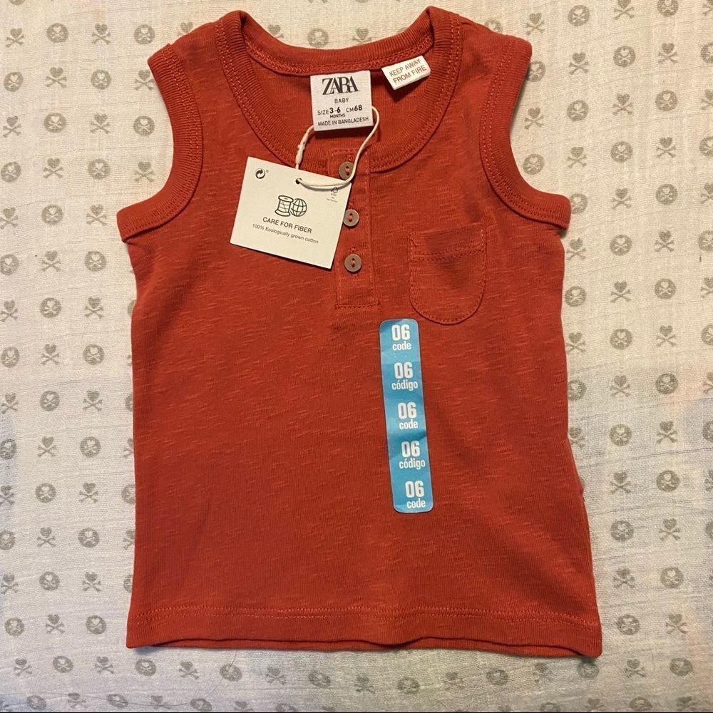Zara Baby Rust Henley Tank 3-6m